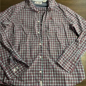 Men's Red Plaid Shirt L Euc